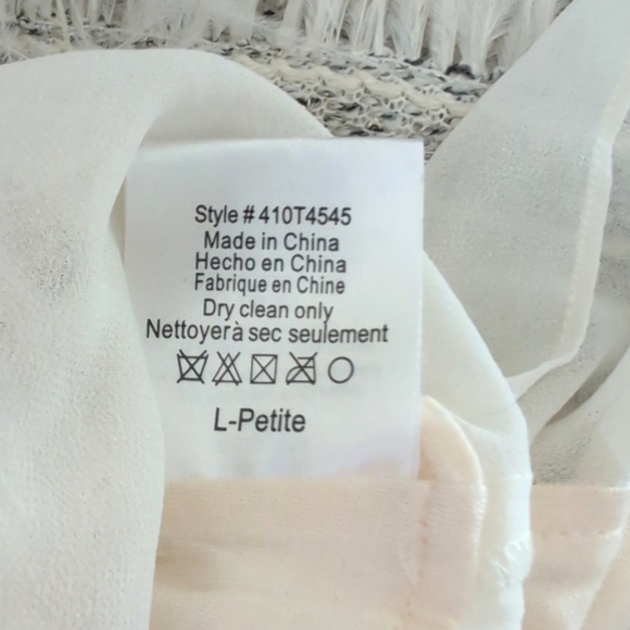 Anthropologie Deletta Feather Trim Boucle Knit Sweater Short Sleeve Lined LP - Picture 14 of 15